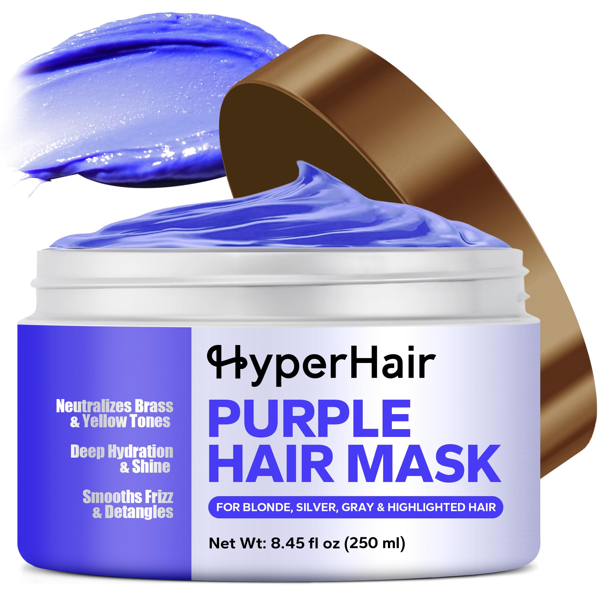 Purple Hair Mask (8.45 Fl Oz), Purple Conditioner for Bleached Women & Men, Toner for Blonde Hairs, Deep Conditioning Hair Mask for Neutralizing Brass & Yellow Tones