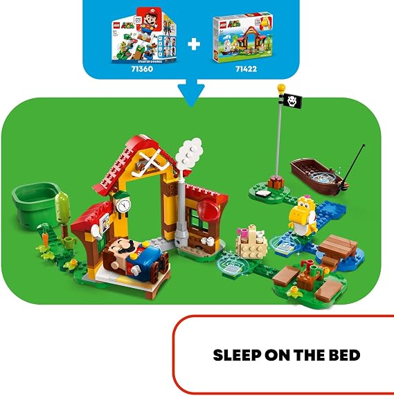 LEGO Super Mario Picnic at Marios House Expansion Set 71422, Collectible Playset with Yellow Yoshi Figure, Buildable Game Toy to Expand on Starter Course, Super Mario Birthday Gift for 6-8 Year Olds