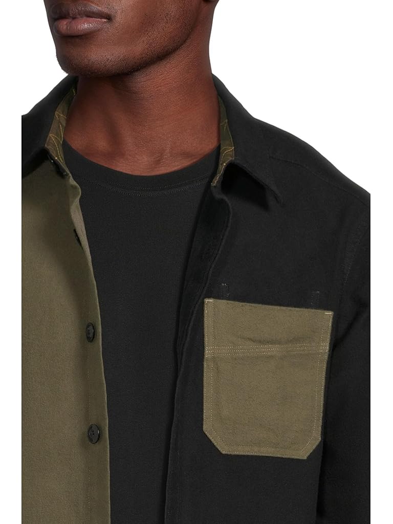 Black L.L.Bean Signature 1933 Chamois Cloth Shirt Long- Sleeve Mixed Media Regular