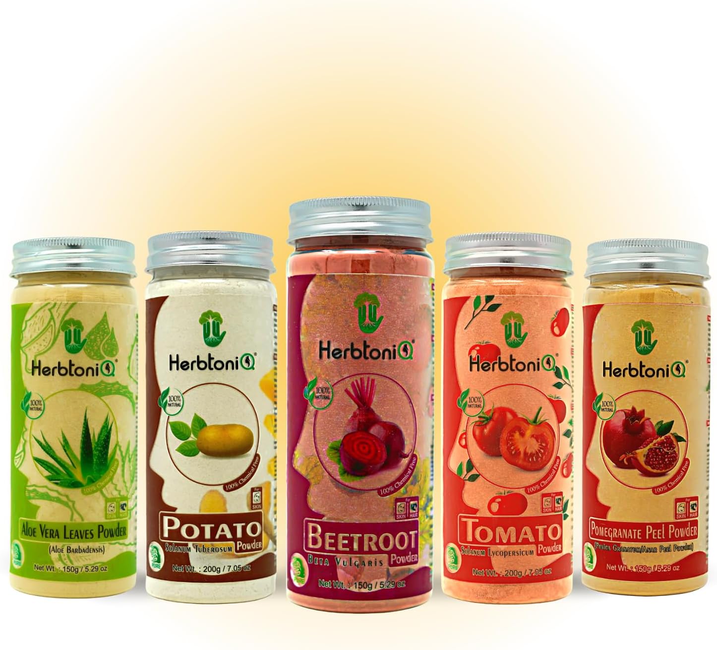 100% Natural Pack of 5 Aloevera Leaves, Potato, Beetroot, Tomato and Pomegranate Peel Powder For Face Pack(850 Gram)