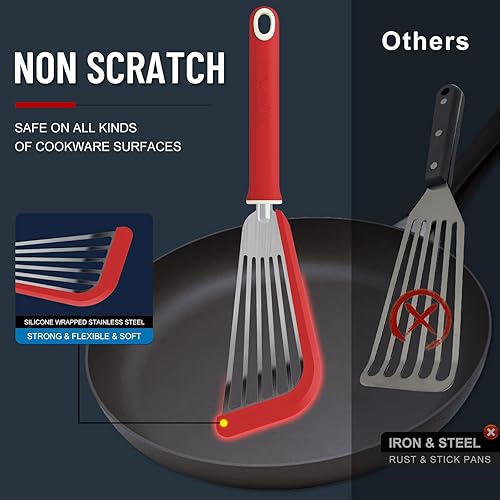 Miniatura 10 de Espátula de pescado, espátula de silicona resistente al calor de 600  con cepillo de untar, para utensilios de cocina antiadherentes, espátulas