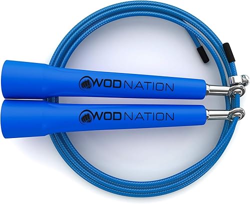 Miniatura 5 de WOD Nation Cuerda de saltar de velocidad ajustable para hombres, mujeres y niños - Cuerda de saltar de fitness ultrarrápida perfecta para boxeo,