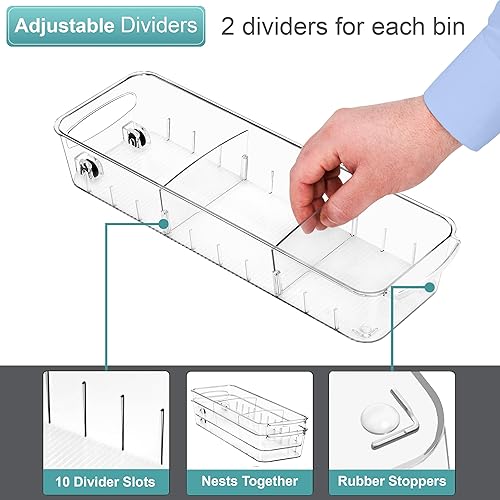 Miniatura 4 de Sorbus Organizador de nevera con ruedas  Organizadores de nevera rodantes y almacenamiento de diseño transparente con divisores y asas para