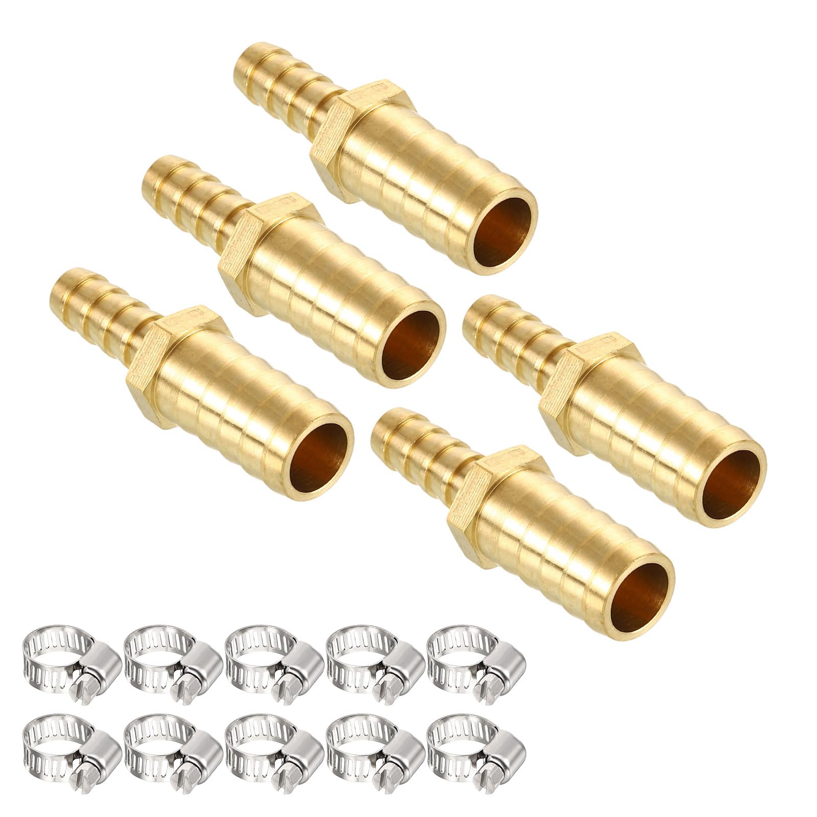 Kozelo 5pcs Brass Hose Barb Fitting 15mm Fittings Barb to 8mm Fittings