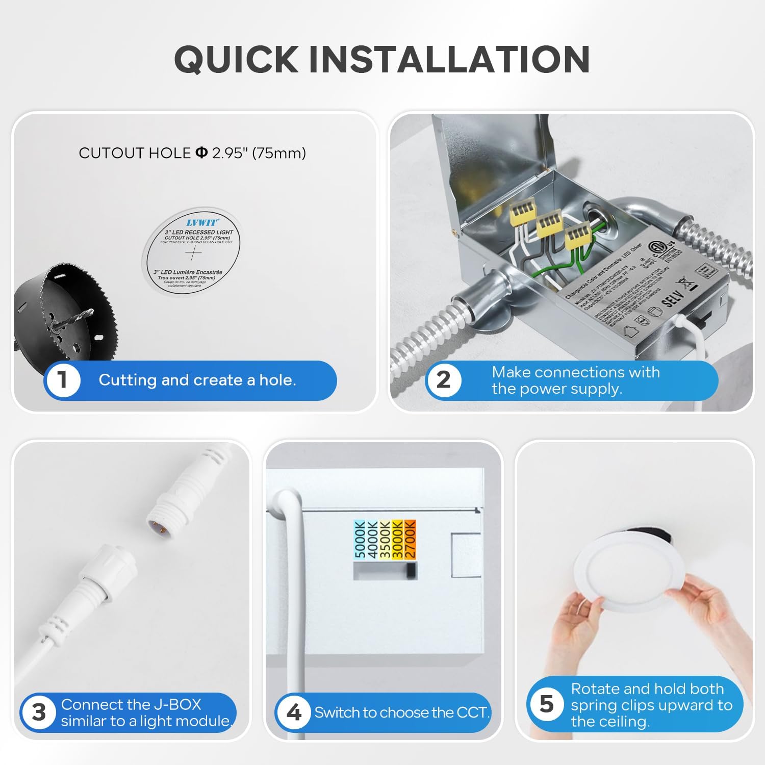 Quick installation steps for LVWIT recessed lights