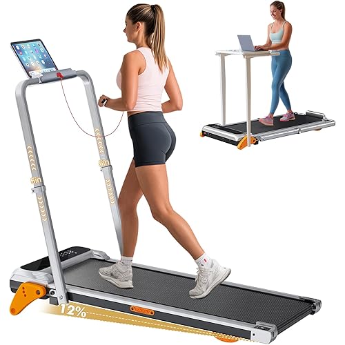Walking Pad with Incline Portable Treadmill with Handle Bar for Home Office Under Desk Use Small Space Treadmill