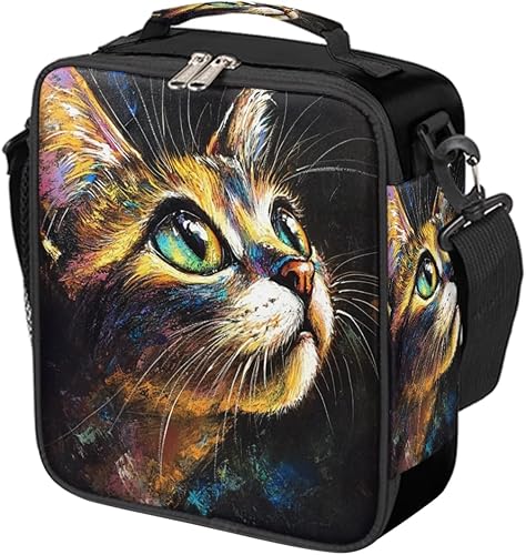 Miniatura 14 de Lonchera con diseño de unicornio y galaxia arcoíris para niños y niñas, bolsa de almuerzo aislada con correa ajustable para el hombro, reutilizable,