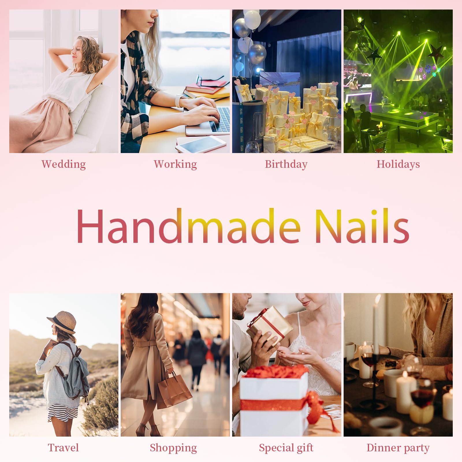 Lamour 50pcs/bag, #4, White, Round, Full Well Tips, Gel, French, Standard (0.5