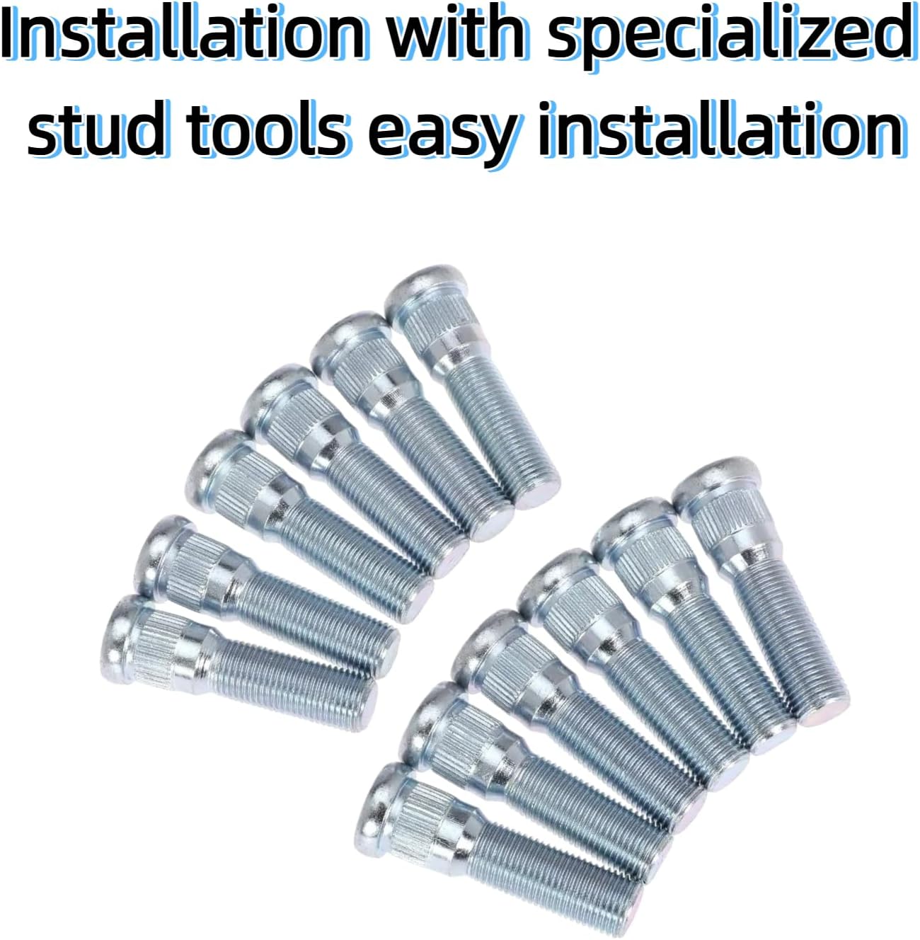 12Sets Wheel Stud with Nuts for Traile for Lippert Trailer for Axles 3500 lb to 4400 lb with 1/2"-20 UNF Thread Size, 0.617" Spline, 0.77" Head, 2.2" Total Length