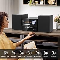 JOVELL kompakt hifi sztereó rendszer 3 részes hangfalakkal, CD DVD lejátszó, Bluetooth 30 W, FM rádió, USB AUX mikrofon RCA kimenet 2