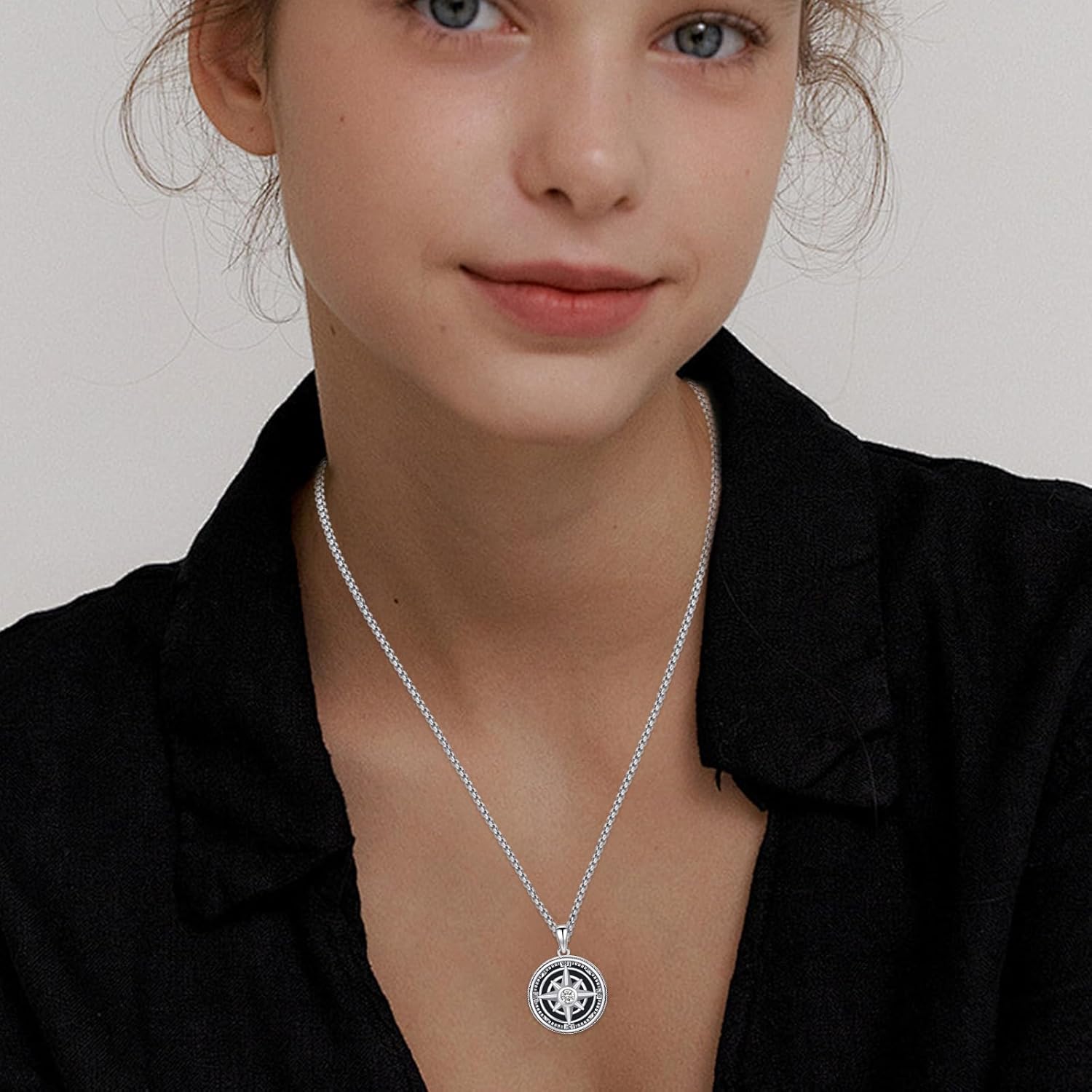 Compass Necklace 925 Sterling Silver Opal/Moonstone Celtic Compass Pendant Christmas Gifts for Daughter Mother Wife - Image 3