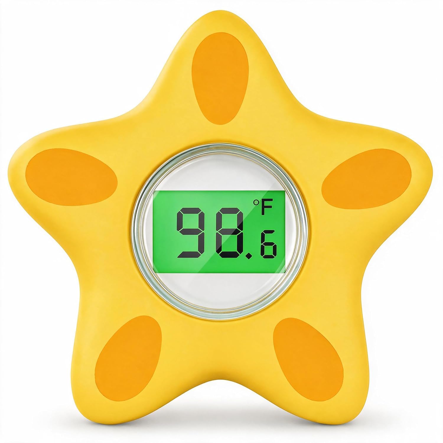 Baby Bath Thermometer for Infant & Toddler, Floating Digital Water Thermometer with 3‑Color LED Backlight, Baby Bath Toy, Hot & Cold Alert, BPA‑Free,Yellow Starfish