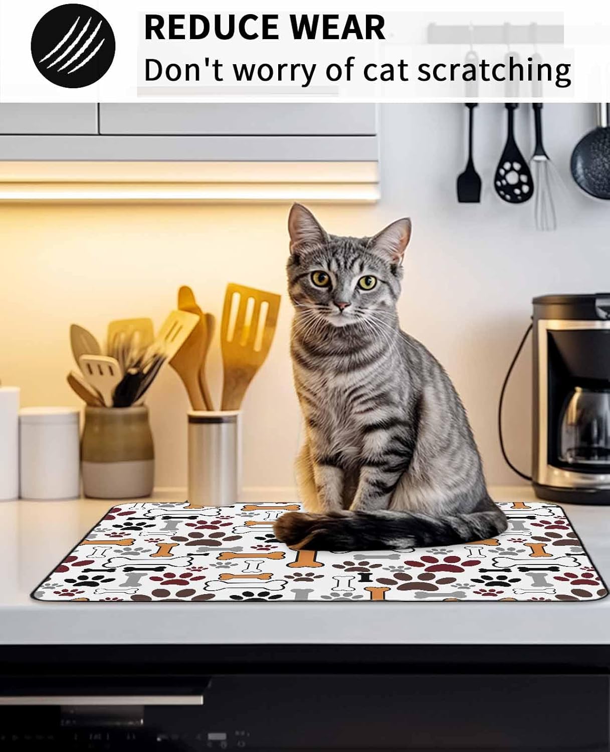 Dog Claws Bones Stove Cover for Electric Stove, Cartoon Animal Cute Stove Top Cover for Glass Top, Heat Insulation Rubber Mat Foldable Cooktop Top Protector, 24"x21"