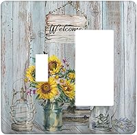 Vista 54 de Cubierta de interruptor de luz de 3 cuadrillas con diseño de flores azules púrpuras, cubierta de placa de pared de triple palanca, arbustos florales