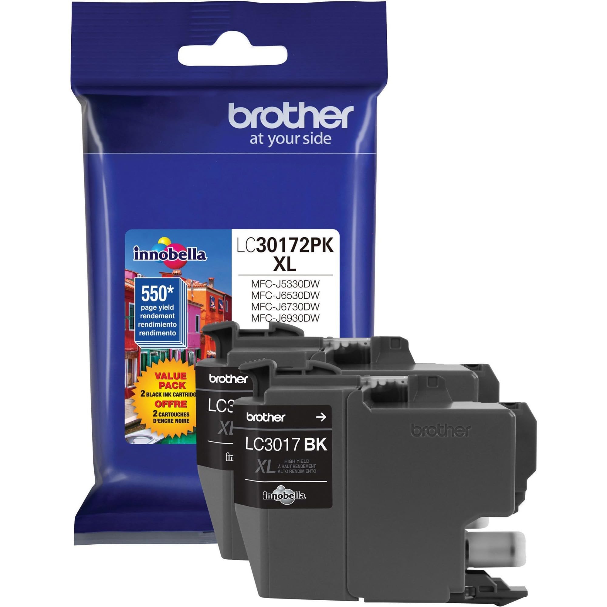 BROTHER Printer LC30172PK - Cartucce d'inchiostro XL ad alta resa, confezione da 2, colore: Nero