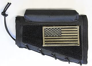 Black Color Cheek Rest + Patriot USA Flag Morale Patch + Detachable Pouch Fits Ruger 10/22 American Mini14 Mini30 Ranch 77/22 M77 Gunsite Scout Rifles - M1SURPLUS