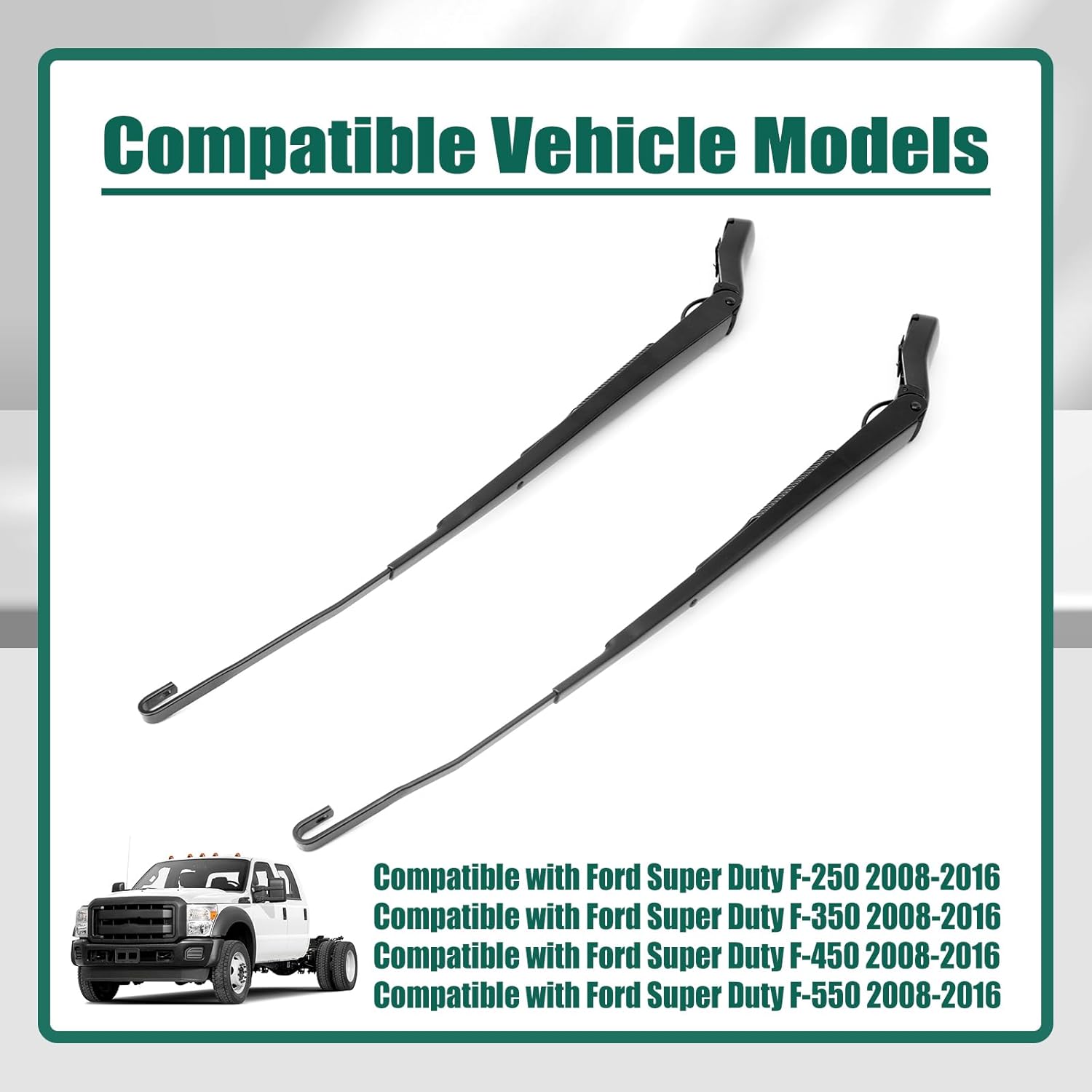YUXIVCNE 1 Pair 9C3Z-17526-B & 9C3Z-17527-B Front Windshield Wiper Arm Compatible with Ford Super Duty 2008 2009 2010 2011 2012 2013 2014 2015 2016, Replace 43516 43517 Driver Passenger Side