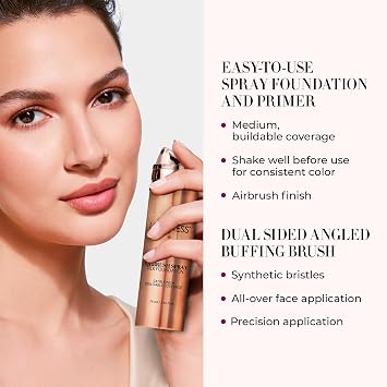 LUMINESS Silk Airbrush Spray Foundation & Primer Kit - Full Coverage Foundation, Anti-Aging Formula Hydrates & Moisturizes with Hyaluronic Acid, Aloe Vera & Hydrolyzed Silk (Shade - Medium)