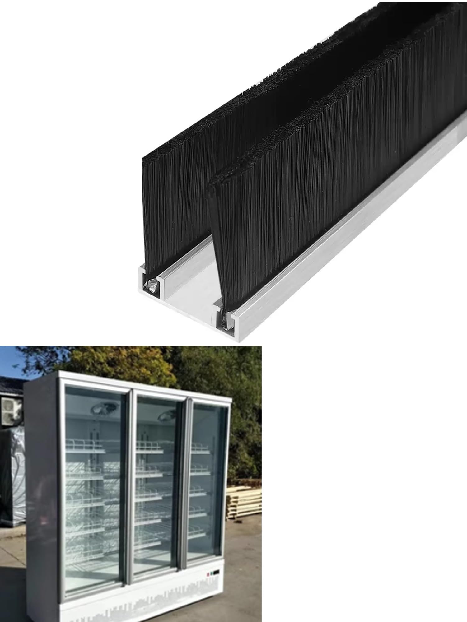 Cepillo para sellar puertas y armarios de 1 cm, tira de aluminio tipo U