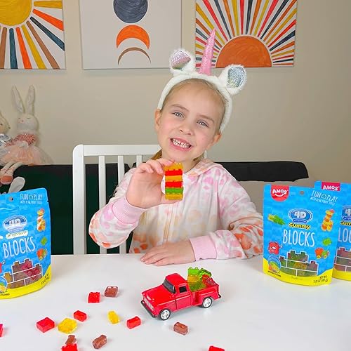 Miniatura 5 de AMOS Bloques de gomitas 4D Lego Candy Bricks, gomitas comestibles de bloques de construcción para niños, fiesta de cumpleaños temática Lego,