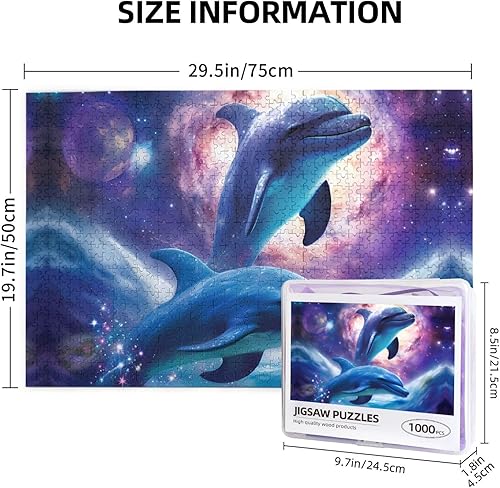 Miniatura 3 de Rompecabezas de 1000 piezas de Galaxy Dolphins, rompecabezas personalizados de madera para adultos, rompecabezas de fotos familiares, regalos para