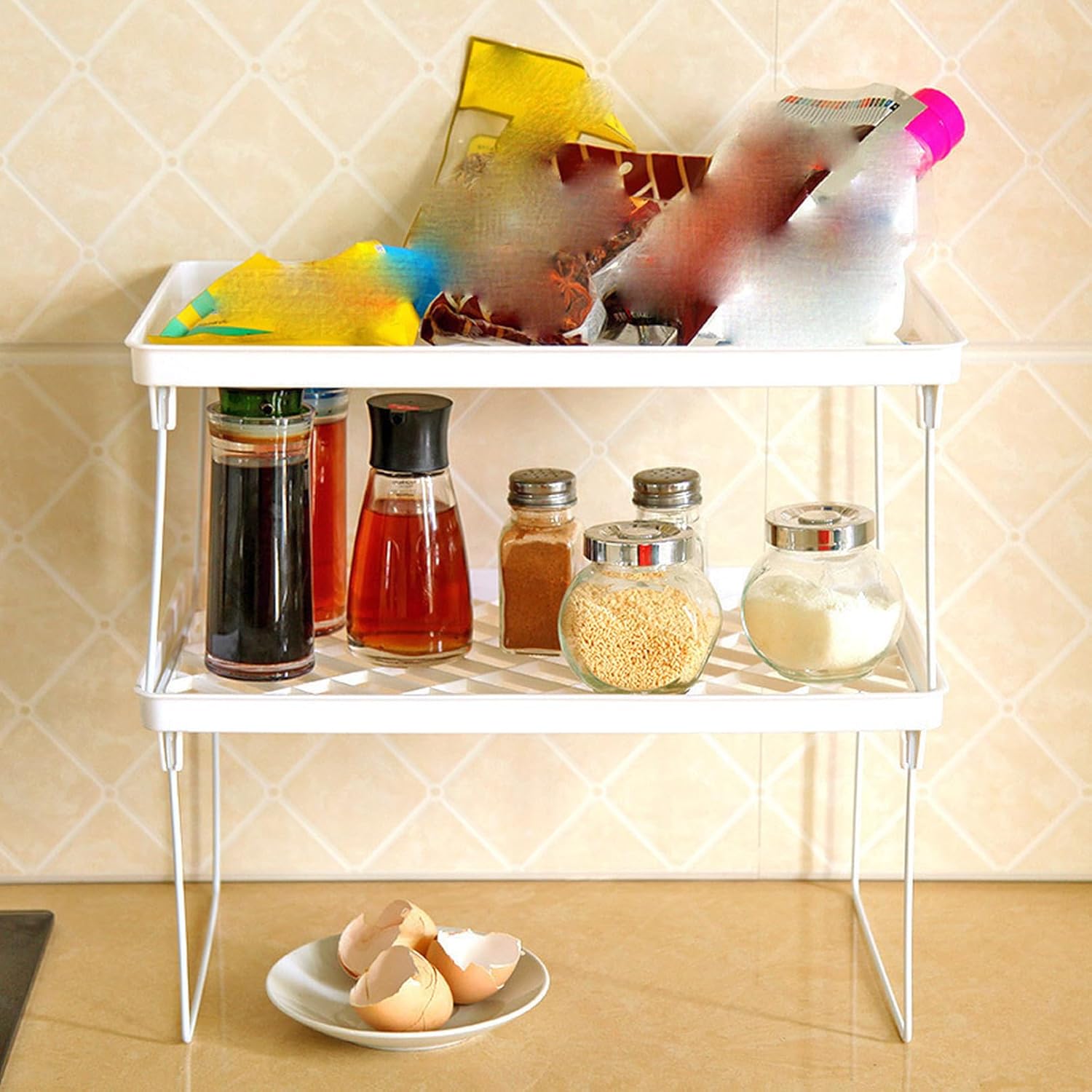 [SDS] 調味料収納ラック スパイスラック デザイン1 台所収納 ホワイト L キッチンラック 収納 コンロサイドラック 効率的な