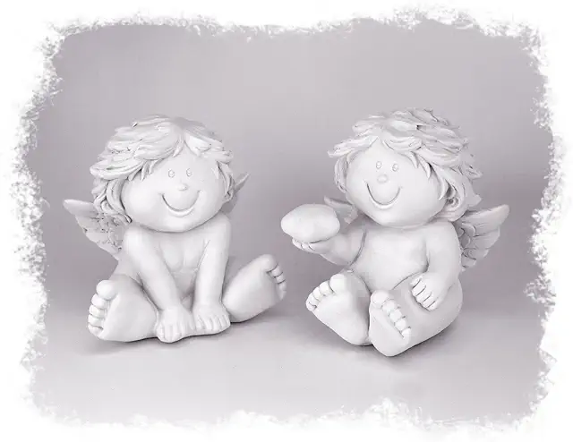 Weiße Baby-Schutzengel Figur 8 cm im 2er Set - Dekoration für Zuhause