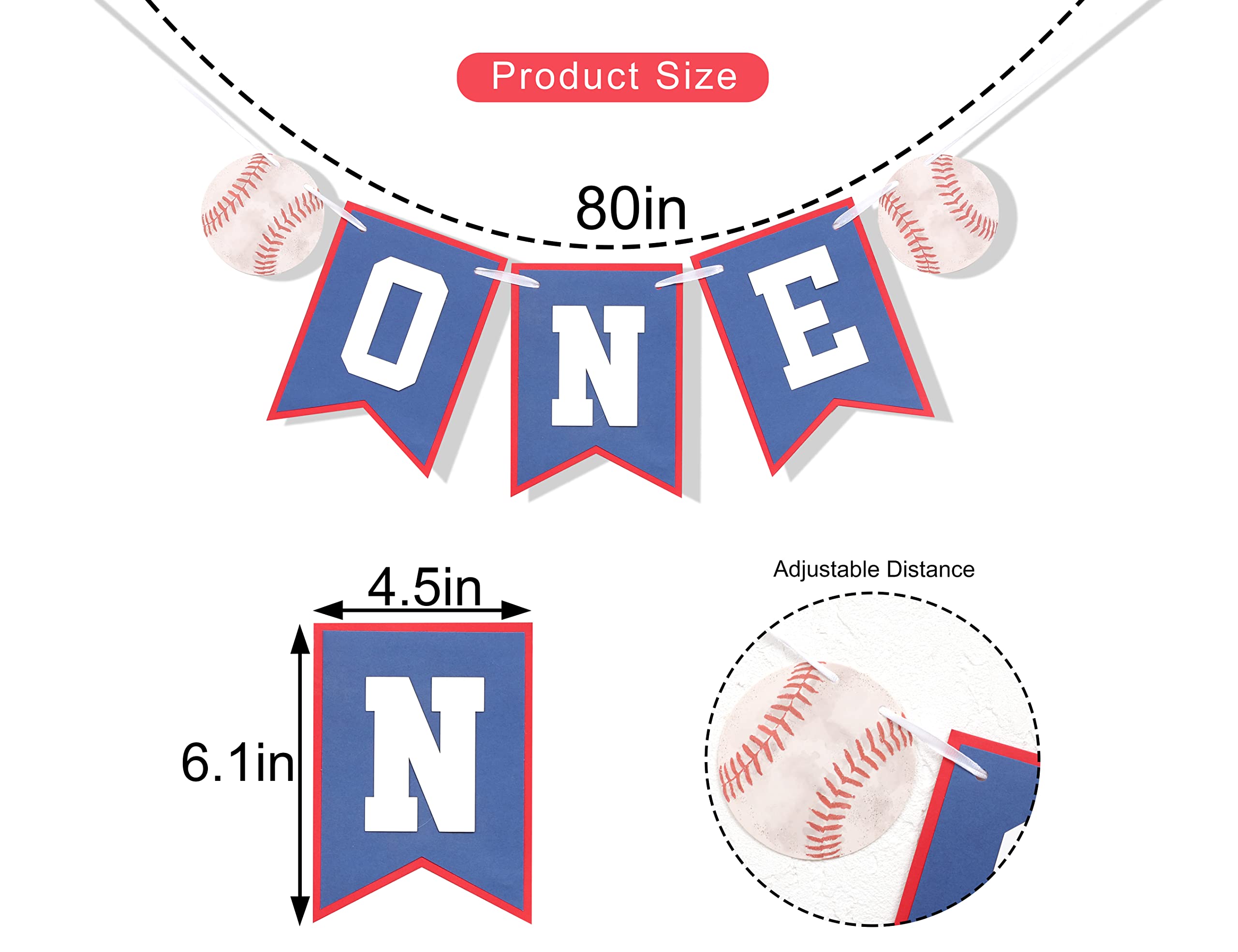 Baseball Rookie Of The Year Banner - 1st Birthday High Chair Decoration For Boy's Sports Theme Party