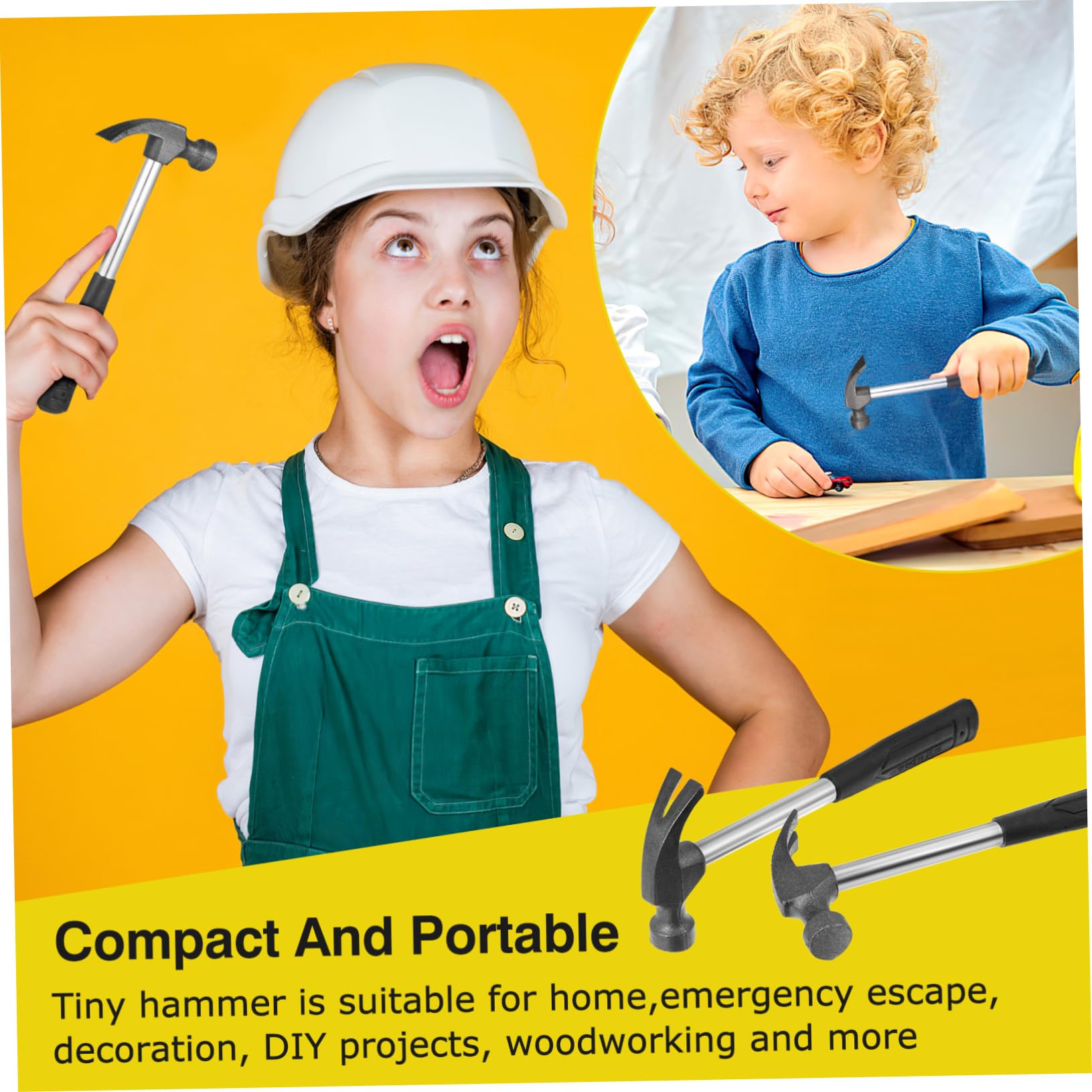 TEHAUX Martillo Pequeño Herramienta Mini de Garra Negro Mango de Acero y Plástico para Reparación y Enmarcado Hogar y Exteriores