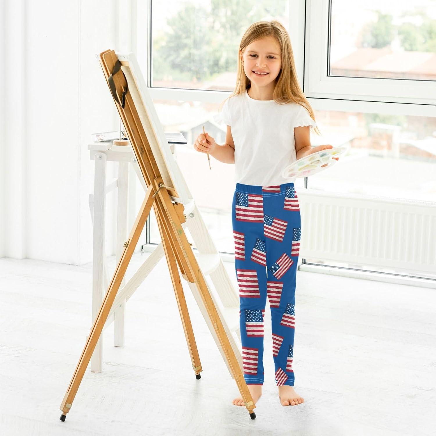 Kids Full-Length Leggings Vintage Flag Blue