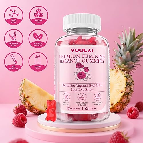 Miniatura 7 de Paquete de 2 gomitas de equilibrio femenino de primera calidad, gomitas femeninas de piña hawaiana para mujeres, equilibrio de pH y salud vaginal,