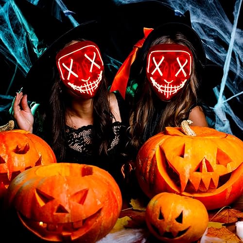 Miniatura 5 de Onsucum Halloween LED Light Up Mask, Scary Purge Glowing Mask for Cosplay Costumes, Festival, Carnival Party Supplies Gifts