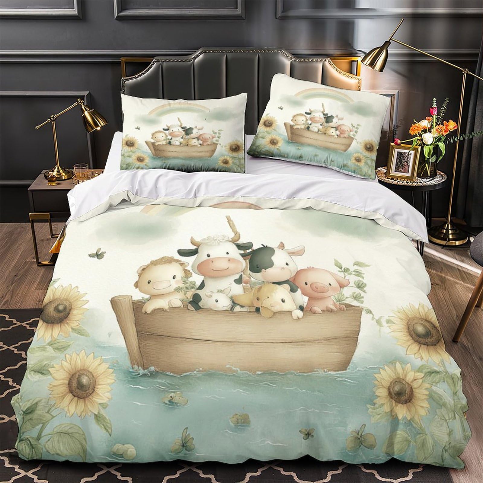 Housse de couette forêt mythique 3D pour chambre de couple cocooning