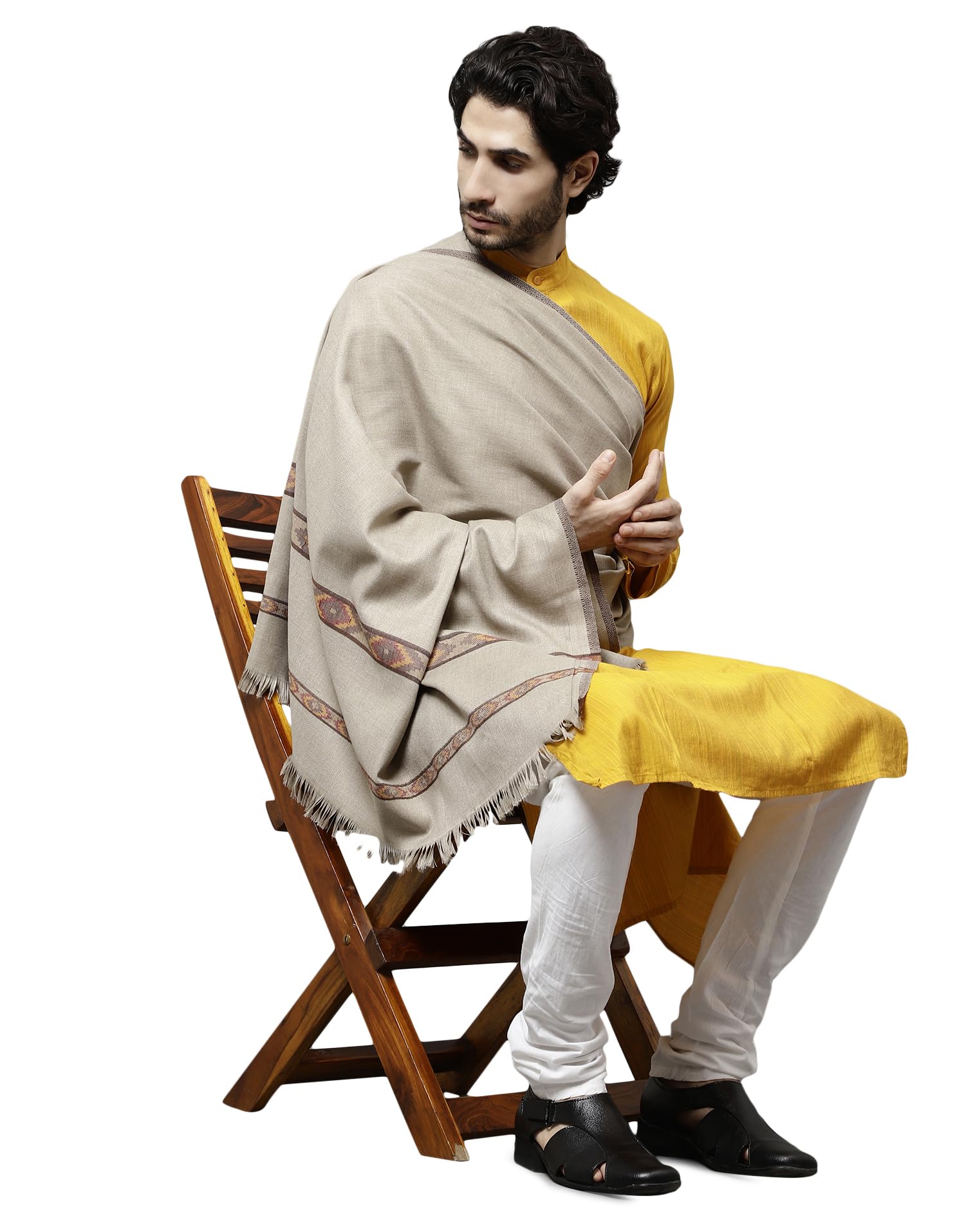 Weavers Villa Men's Kullu Design Wool Blend Lohi/Shawl, 120cm x 240cm - Image 3 thumbnail