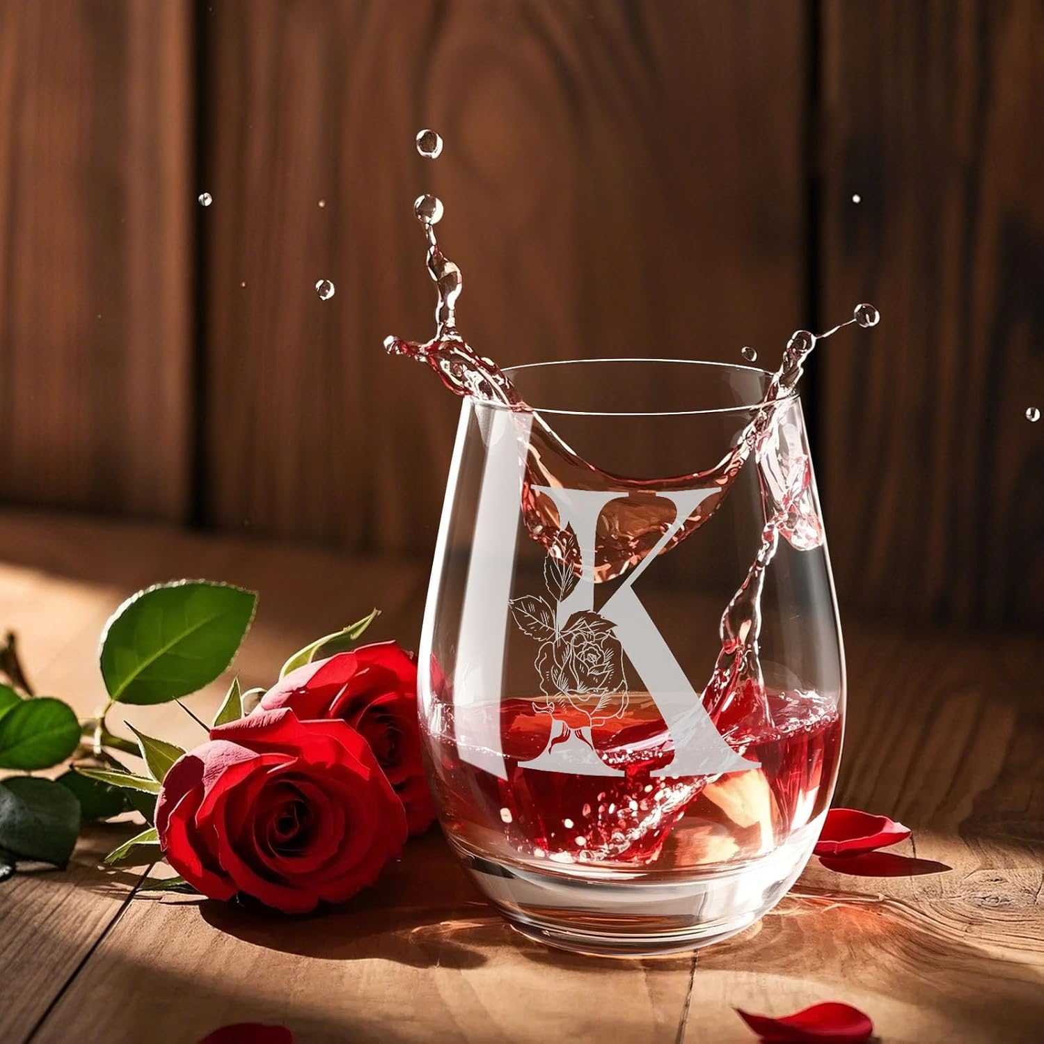 Valentines Day Gifts for Her, Gifts for Women Her Friend Mom Grandma Wife Sister Bridesmaid Nurse, Birthday Galentines Mothers Day Christmas, Personalized Initial Customized Wine Glasses 18OZ(K) - Image 9