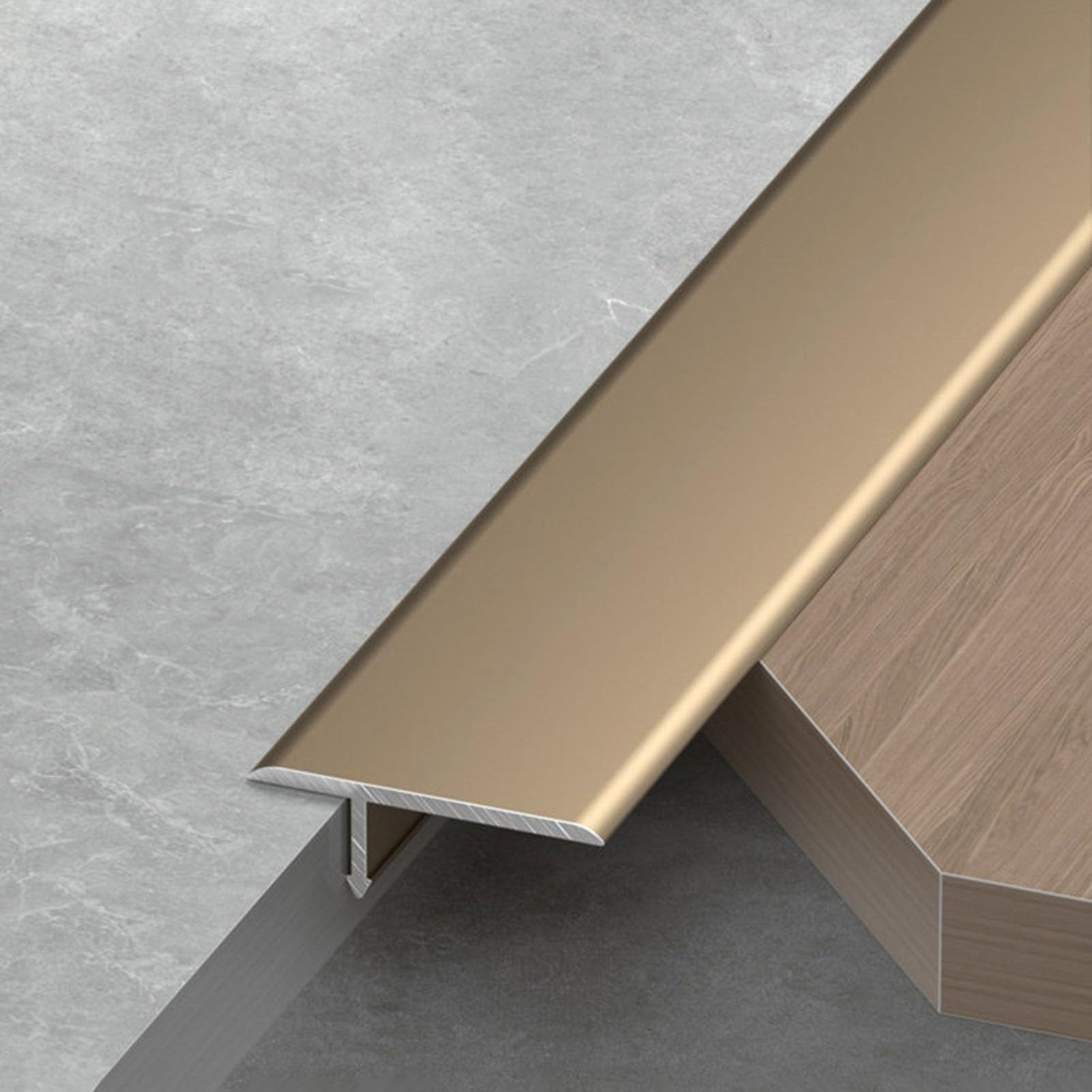 3 PCS Thickened Floor Transition Strip for Doorways, T Molding Threshold Gap Cover, Cuttable Waterproof Seam Filling Strip for Wall Decoration(Gold)