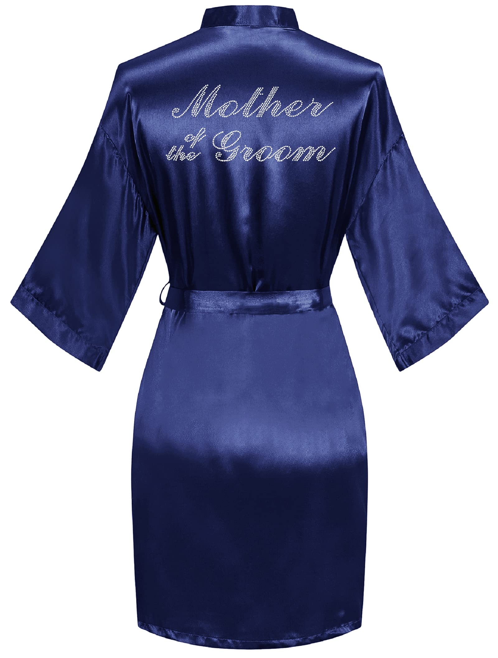 goodmansam Women's Silky Robes One Size Silver Rhinestones Bride Bridesmaid Sleepwear for Wedding Party Getting Ready