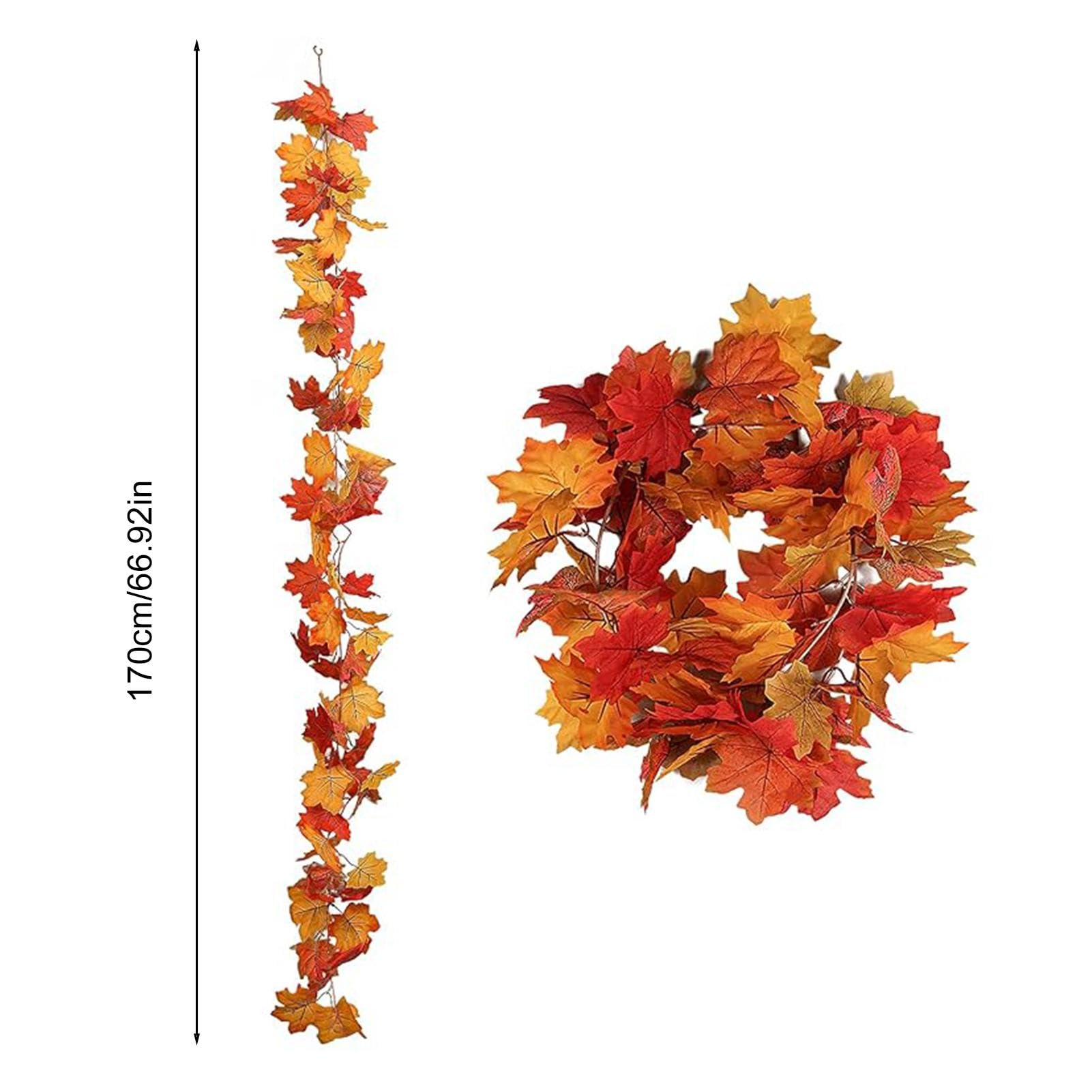 Ghirlanda di foglie autunnali, Ghirlanda autunnale - Ghirlanda di mantello autunnale artificiale in seta 2 pezzi - Decorazione per porta con ghirlanda e vite per feste, matrimoni, cene, interni ed est
