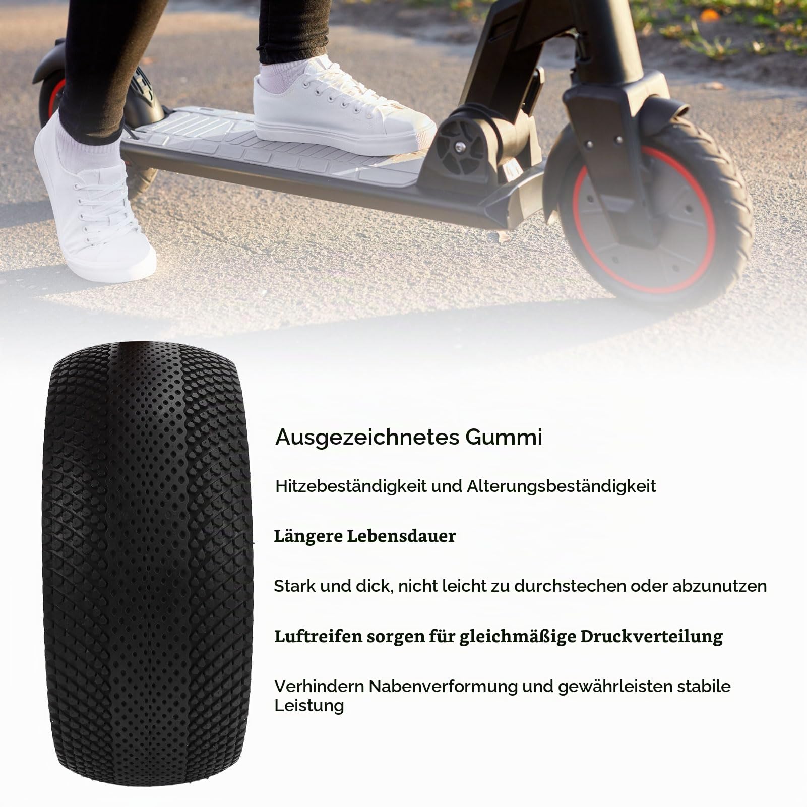 RiToEasysports Elektrischer Roller Tubeless Reifen, 10x3.0-6.5 Gummi -Tubeless -Reifen -Vakuum -Straßenreifen für Elektroroller