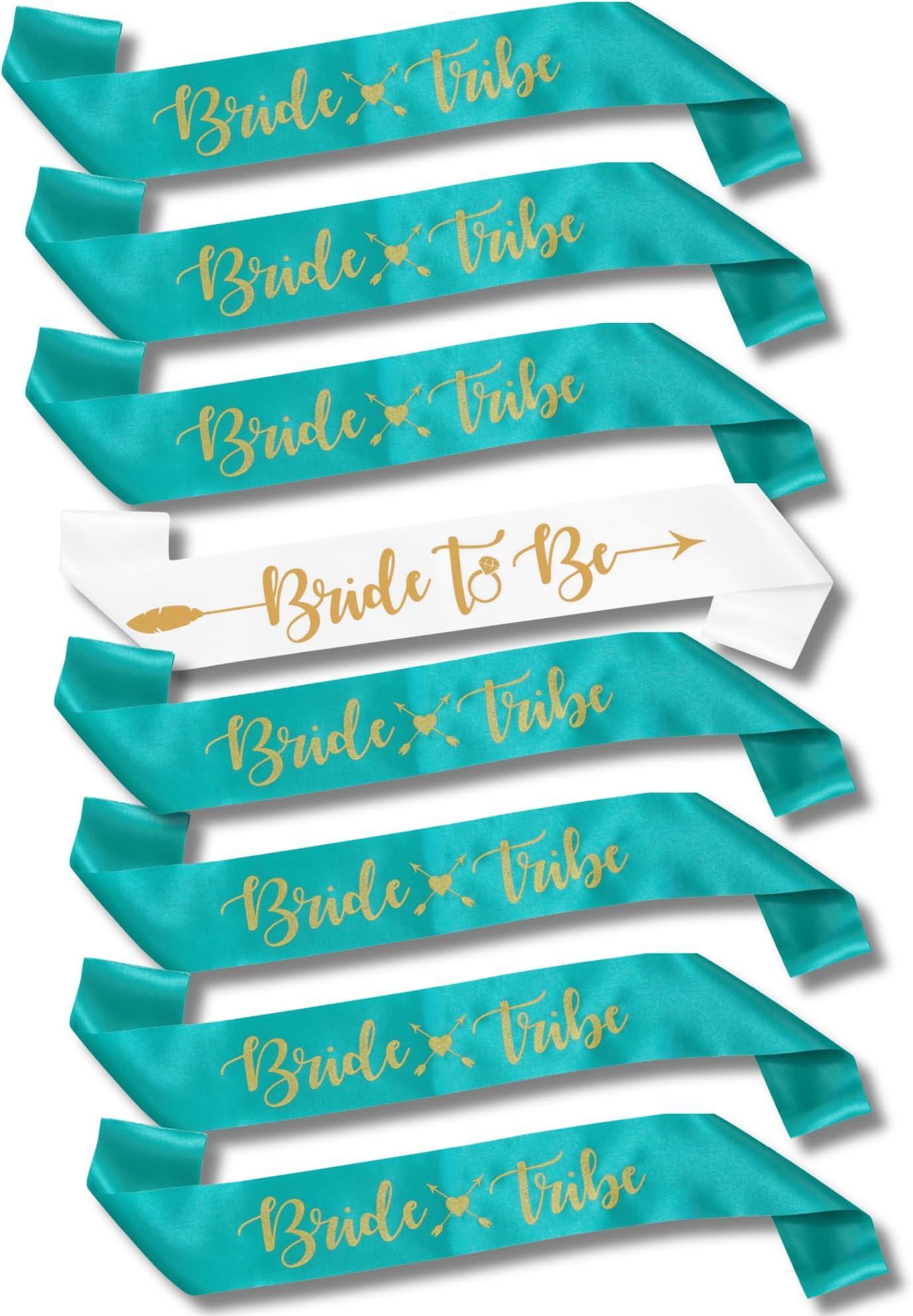 Bachelorettesy Bride to Be Sash Set – Premium Satin Bride & Bridesmaid Sashes with Gold Foil Lettering, Bachelorette Party Accessories & Bridal Shower Sashes Mint Green