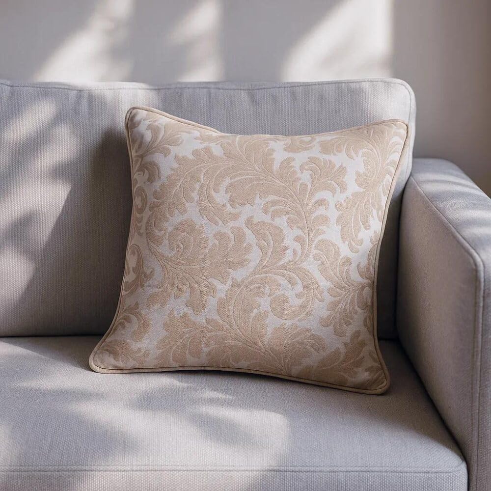Pikk - Fully Lined Buckingham - Floral Jacquard Fully Lined Curtains - Pencil Pleat Header - Polyester (Natural, Filled Cushion (Single))