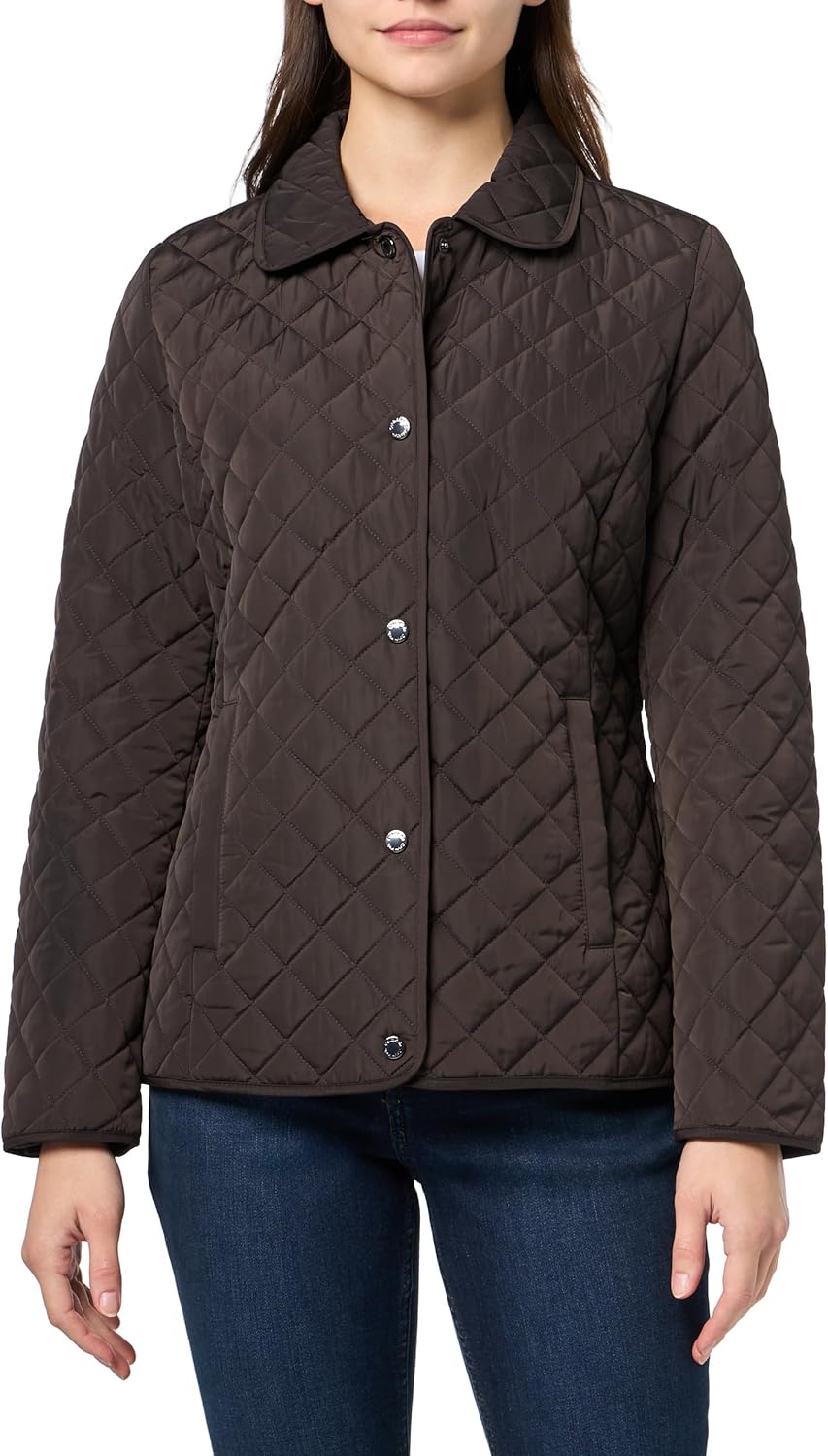 Calvin Klein Women's Diamond Quilted Jacket – Lightweight Snap Button Coat With Pockets