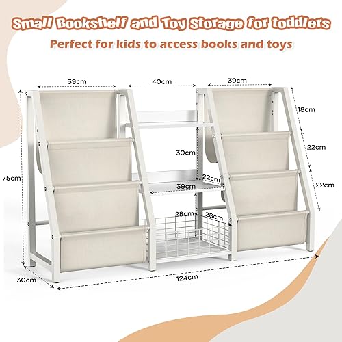 Miniatura 2 de BORISI Estantería infantil y almacenamiento de juguetes, estantería de 3 niveles para niños, estantería Montessori para habitaciones de niños,