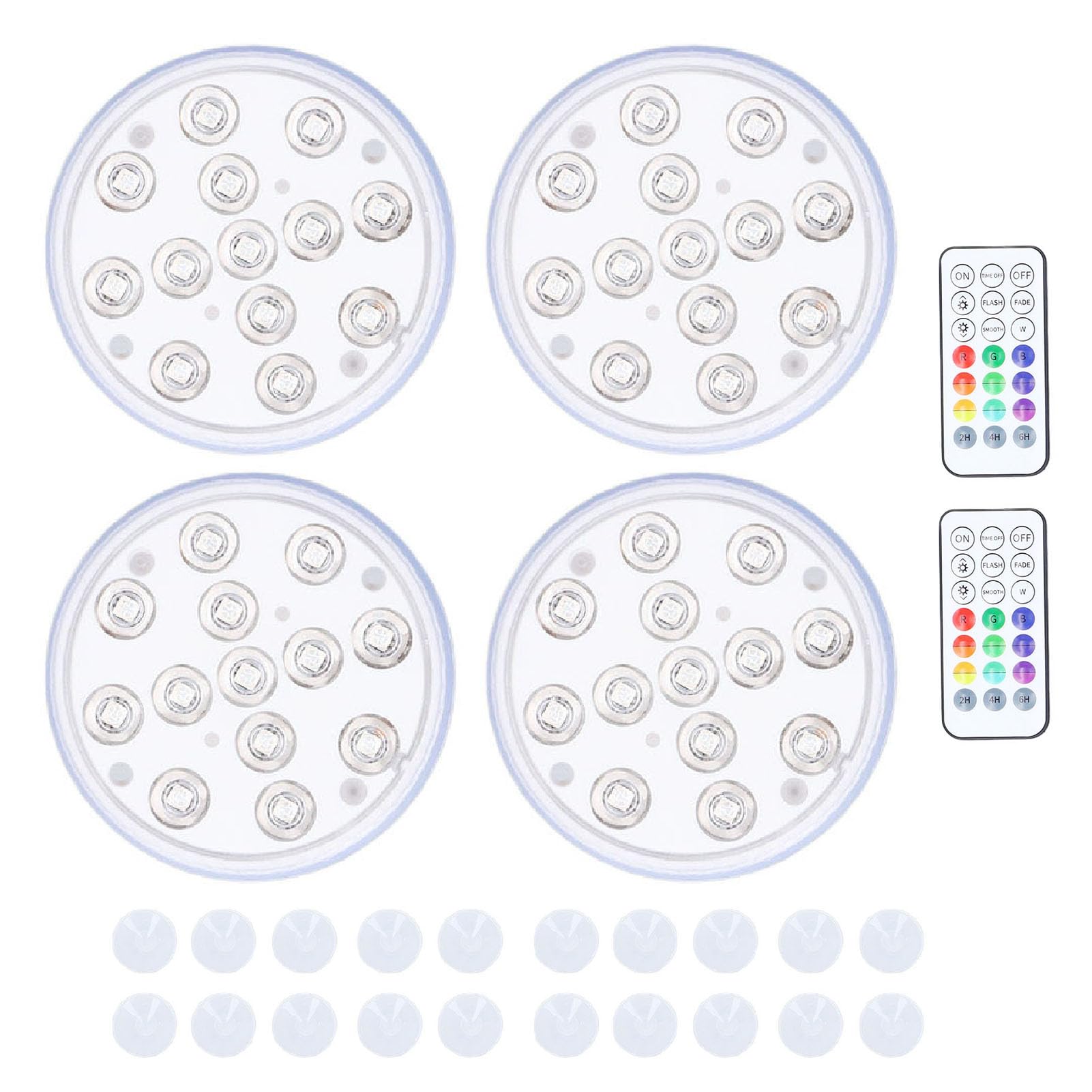 Tauchbare LED-Leuchten, Ultrahelle, Ferngesteuerte, Wasserfeste Poolleuchten mit Magnetischen Saugnäpfen, IP68 Wasserdicht, 16 Farben, für Schwimmbäder, Teiche, Gärten
