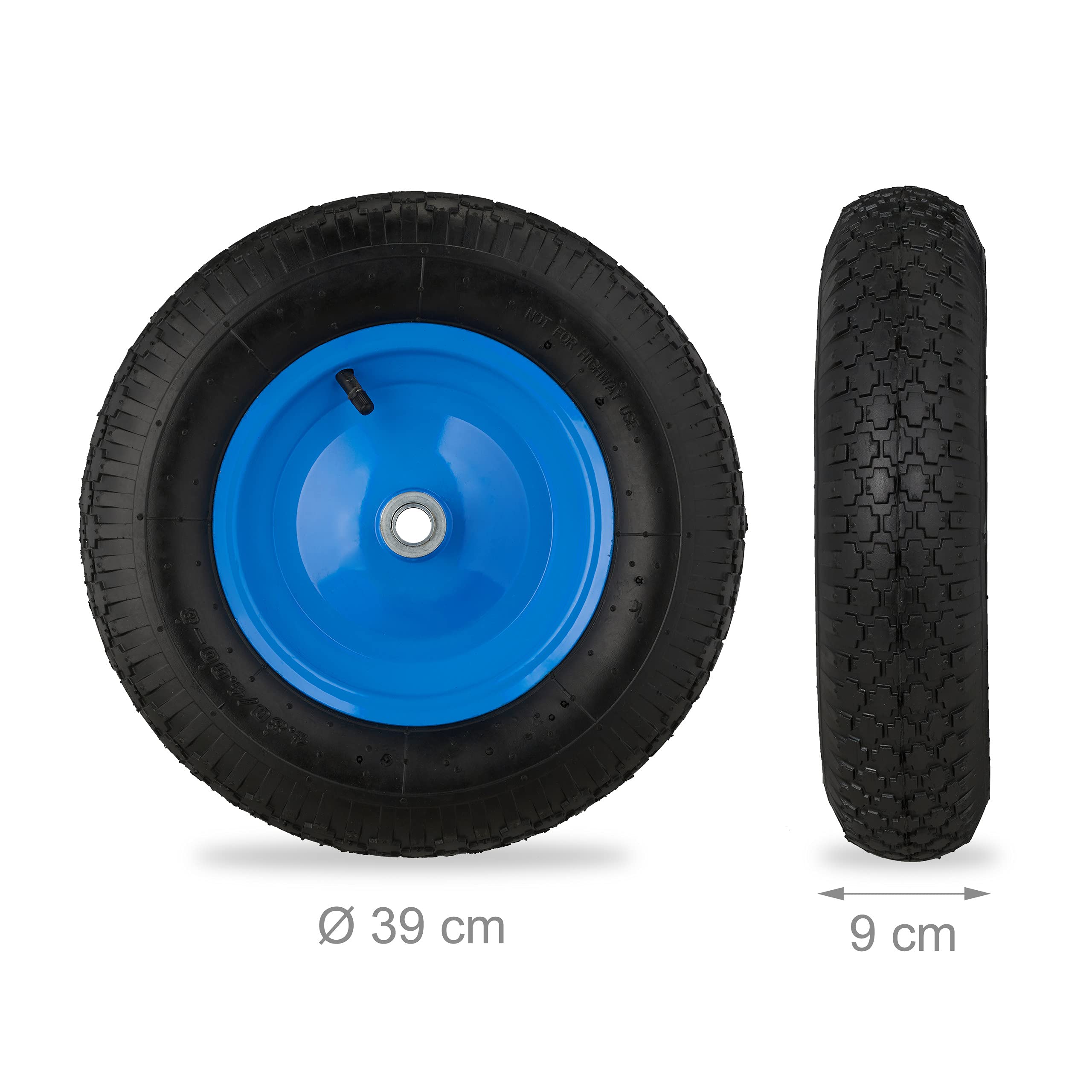Roue Brouette RELAXDAYS 4.80/4.00-8 Pneu Plein Charge 120kg Roue De Brouette 4.80/4.00-8 - Pneu Plein Increvable En Caoutchouc - 120kg Charge Max Roue Rechange Chariot