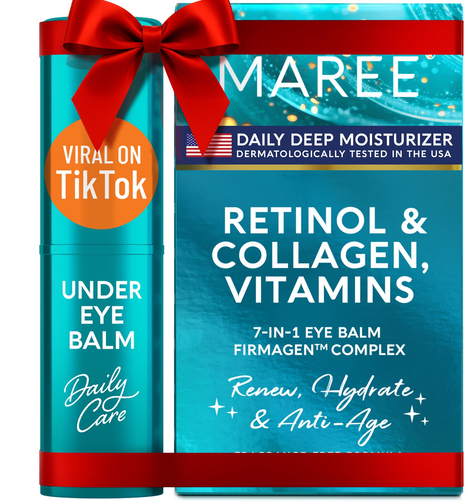 MAREE Under Eye Balm Stick with Retinol & Ceramide Complex - Facial Moisturizer & Under Eye Balm for Dark Circles - Under Eye Brightener Stick, Anti Wrinkle Hydrating Eye Stick Face Skincare 0.35 Oz