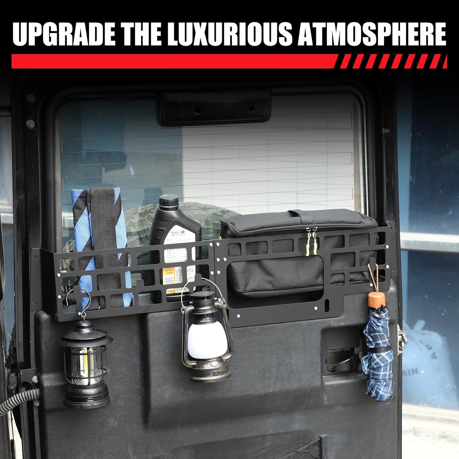 PIUGILH Rear Window Side Storage Racks Compatible with Land Rover Defender 2004-2018 Trunk Side Window Molle Storage Panels Cargo Racks