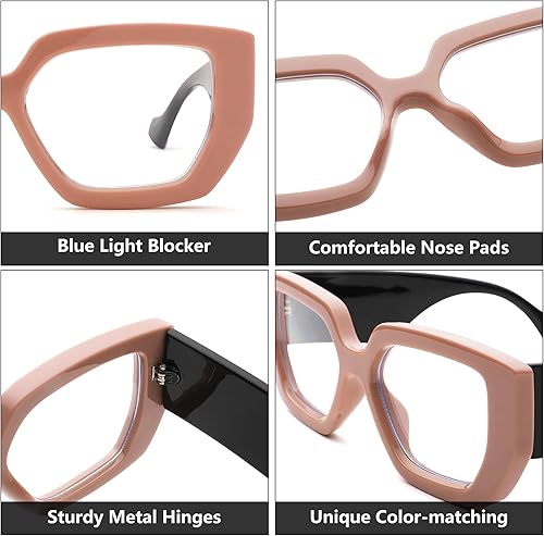 Miniatura 4 de Gafas de luz azul con marco grueso para mujeres y hombres, anteojos cuadrados para juegos de computadora antifatiga ocular
