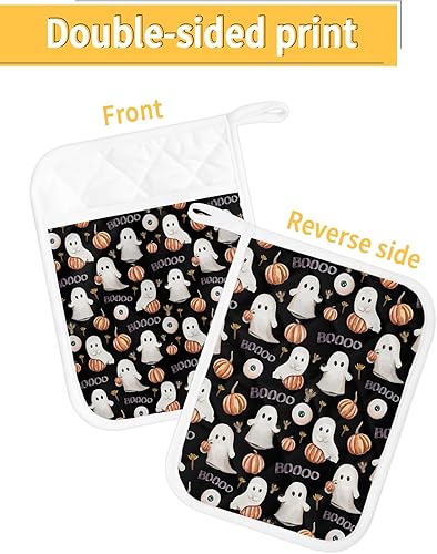 Miniatura 2 de Halloween 4Pcs Pot Holders for Kitchen, Non Slip & Heat Insulation Terry Cloth Potholder Set with Pocket, Thick Hot Pad Oven Mitts Trivet Coaster