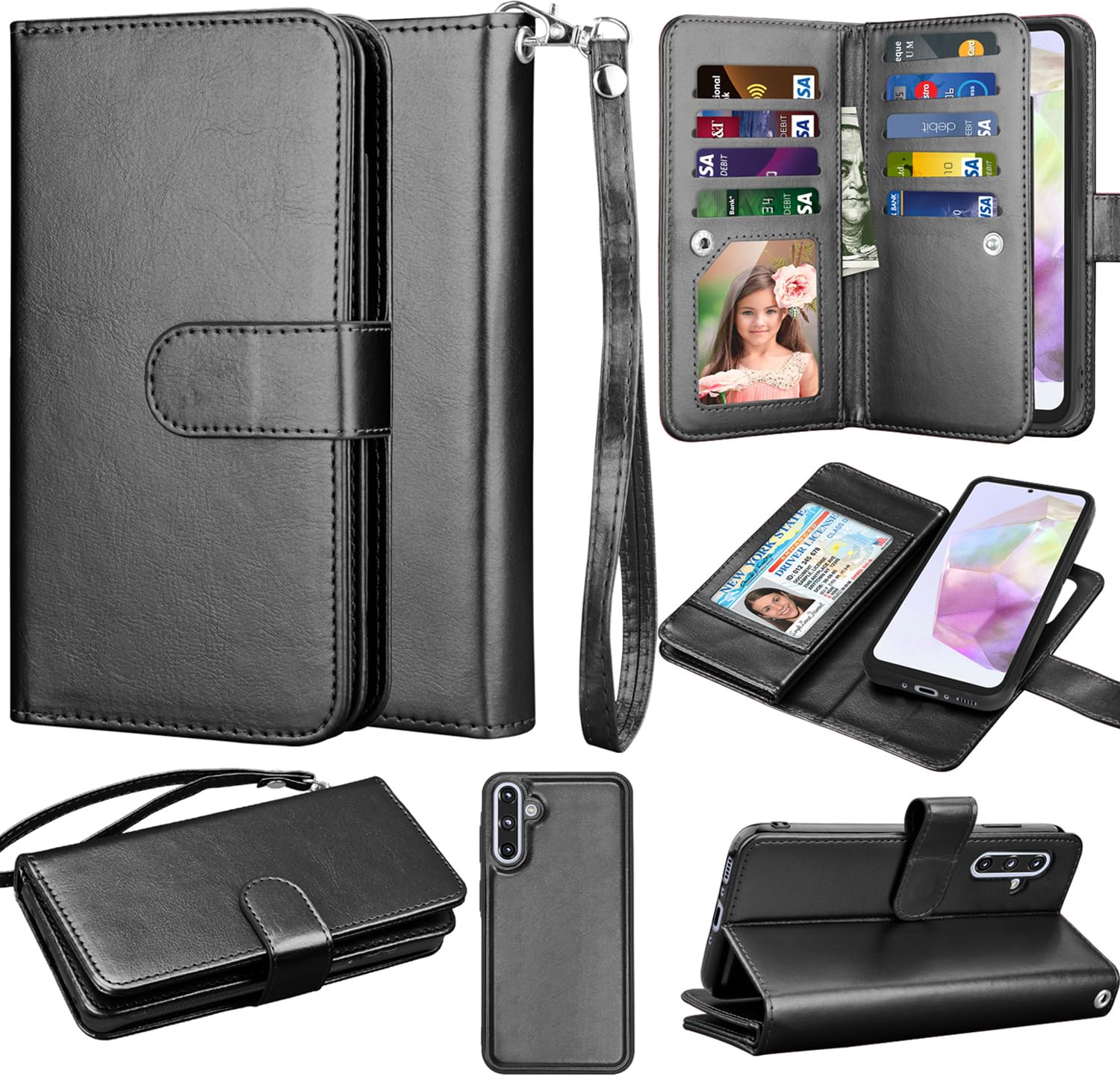 Takfox Wallet Case for Samsung Galaxy A36 5G, Galaxy A36 5G Case, PU Leather Credit Card Holder Case [9 Card Slots] Folio Flip Detachable Magnetic